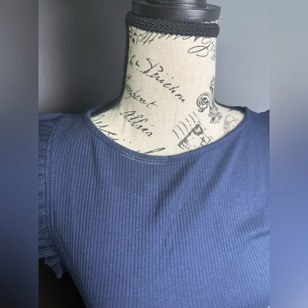 J.Crew Vintage rib ruffle boatneck tank top NWT Size S